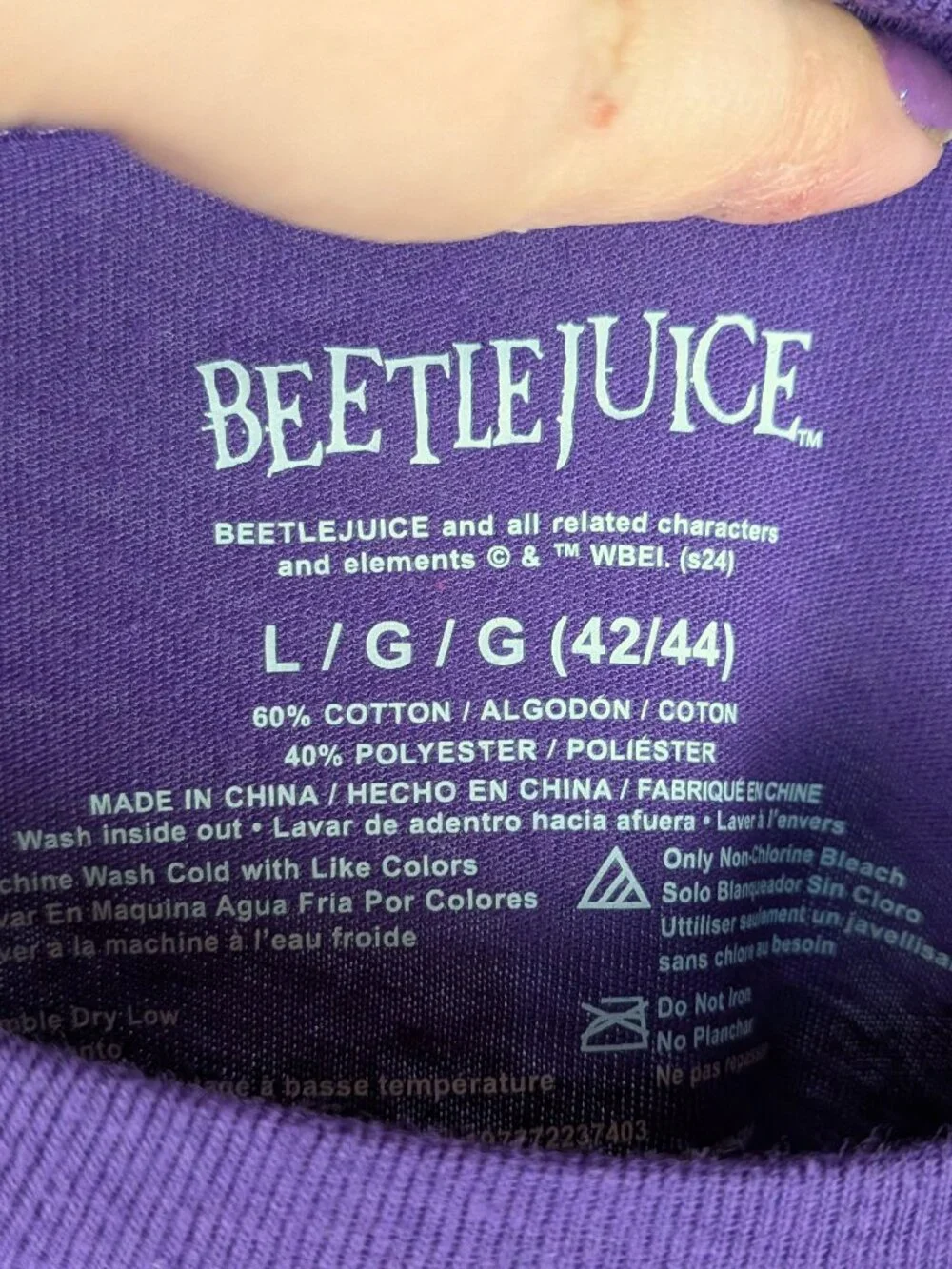 Beetlejuice Full Face Purple Tee L - Picture 4 of 5